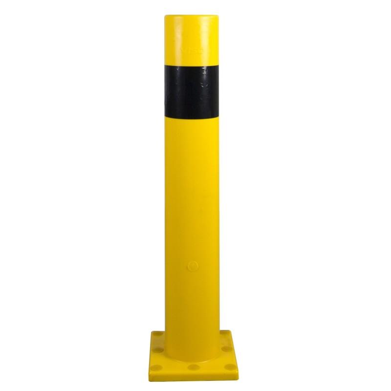 Poteau de protection à mémoire de forme en Polyuréthane - 160/1000mm - tête plate - noir/jaune - Résistant à la déchirure et à la traction_0