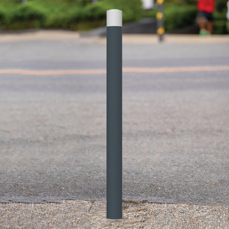 Potelet à sceller tenor tete bombee h.V. Ø90-h1200 h.Sol-anthracite mat 7016 /blanc_0