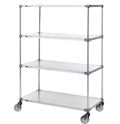 Rayonnage mobile Hygirack avec étagères pleines inox pour bloc opératoire et stérilisation_0