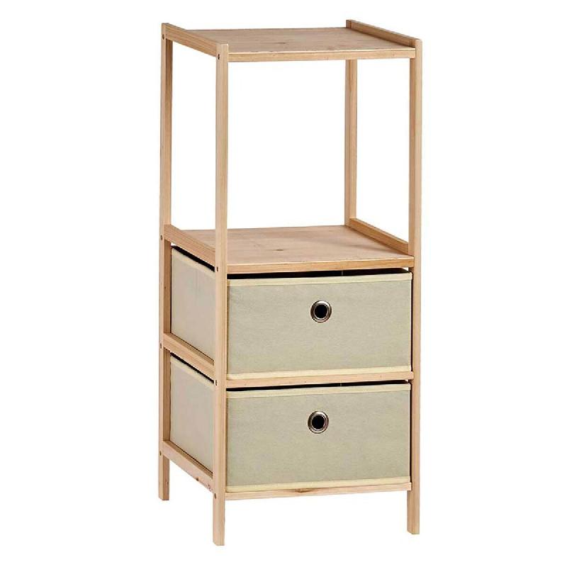 San Ignacio KIPIT - Étagère avec 2 tablettes et 2 tiroirs en bois 72 x 32 x 26 cm beige - SANR351_0
