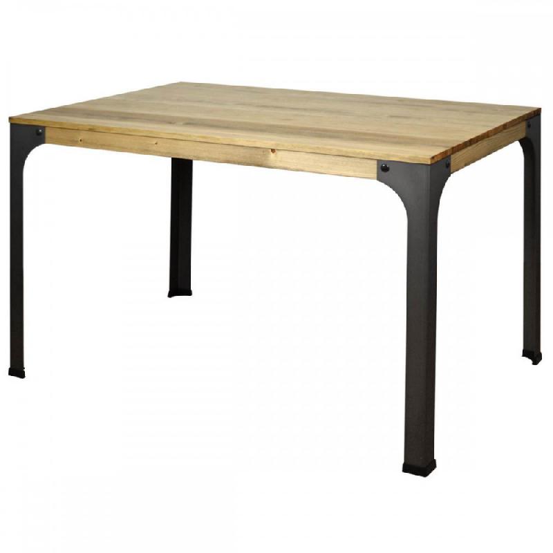 Sccvb591157518ev - Bureau droit style industriel en bois de pin massif et métal laqué - Design vintage et robuste_0