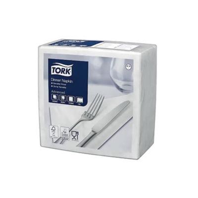 Serviettes de table en papier Dinner Tork, coloris blanc, le colis de 150_0