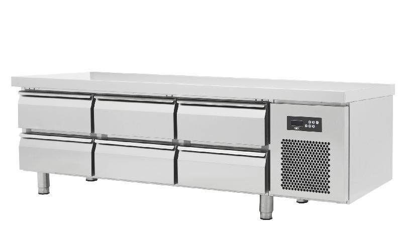 Soubassement réfrigéré inox - 6 tiroirs - 215L - Température -2/+8°C - Profondeur 600 mm - SBRP6T-1600_0