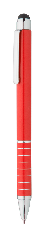 Stylo à bille en aluminium avec stylet - couleur rouge - encre bleue_0