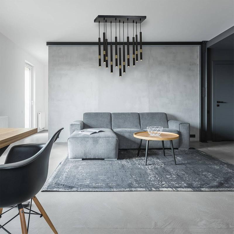 EKO-LIGHT SUSPENSION MONZA NOIRE/DORÉE À 11 LAMPES