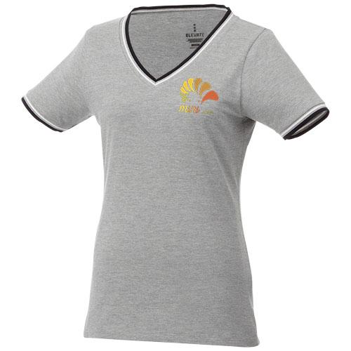 T-shirt maille piquée manches courtes femme Elbert - col V et finition contrastée - 100% coton - 180 g/m²_0