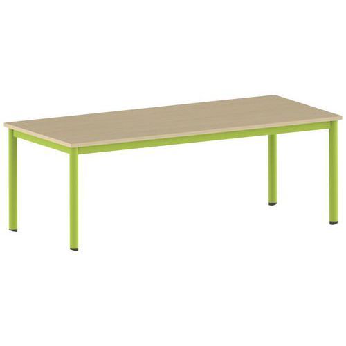 TABLE CARÉLIE 180 X 80 MOBILE T4 STRAT HÊTRE MIEL- VERT 1864 - MOBIDECOR
