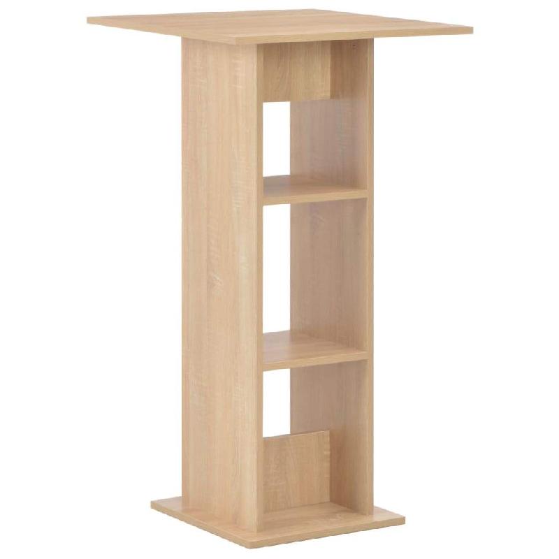 Table haute mange-debout - bar bistrot 110 cm - chêne beige avec étagères - modèle 0902100_0