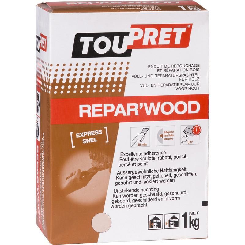 Enduit en poudre de rebouchage et réparation bois REPAR WOOD marron sac de 1 kg main image 1