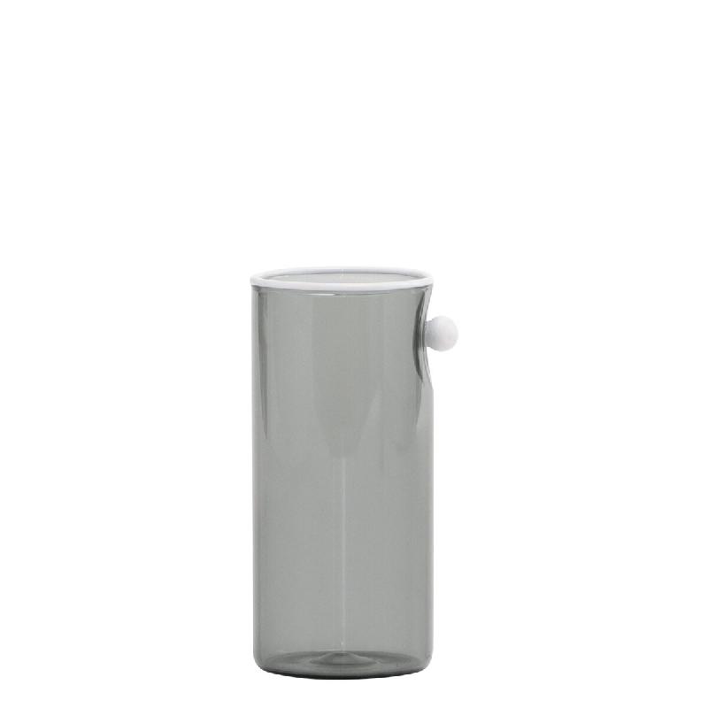 Zafferano Tumbler Haut Oyster Lot De 4 Pièces En Verre Borosilicaté Soufflé À La Main Avec Perle Décorative Couleur Grise, Design Élégant Et Mo_0