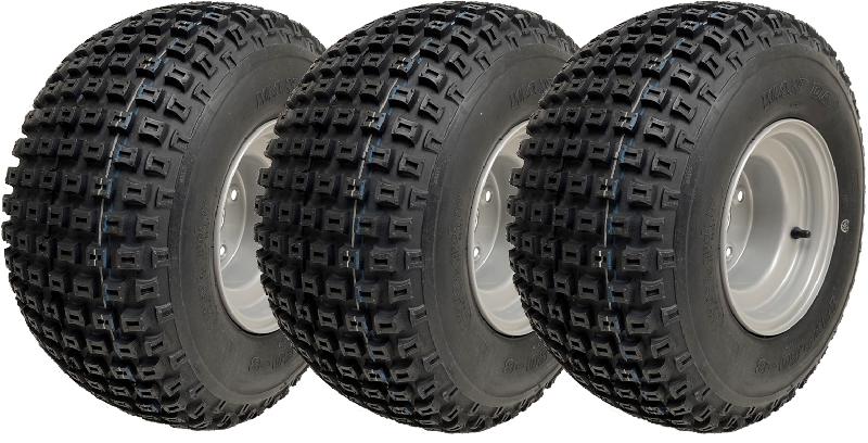 18x9.50-8 ATV Pneu Knobby monté sur jante 4 clous 100mm PCD Wanda P322 (Lot de 3)_0