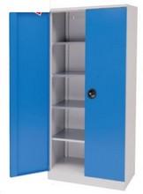 Armoire à portes battantes 04.155.04A - RAL 7035 ou RAL 7035/5012 - 4 étagères incluses - 930x500x1950 mm_0
