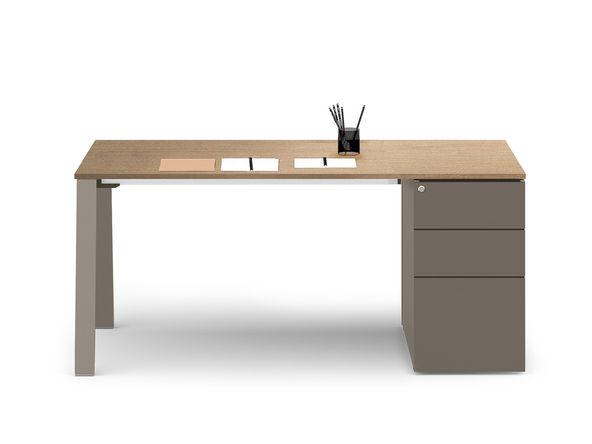 Bureau individuel Gradia - caisson 3 ou 4 tiroirs - fermeture amortie - L120/140/160/180/200 x P60/80 cm - Garantie 3 ans_0
