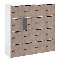 Casier de bureau Lockers 16 cases - Corps blanc, portes orme - H 170,9 cm_0