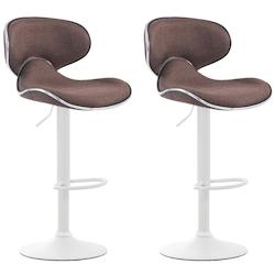 CLP Lot de 2 tabourets de bar Las Vegas V2 en tissu Marron/Blanc - marron textile 316056_0