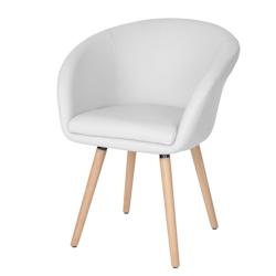 Décoshop26 - Chaise de salle à manger cuisine design rétro scandinave en PVC blanc pieds clair 04_0002373 - blanc 3000275932690_0