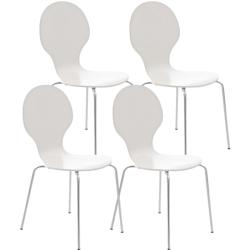 Décoshop26 - Lot de 4 chaises de cuisine salle à manger empilables dossier arrondi en bois blanc et métal chromé 10_0003175 - blanc 3000251439564_0