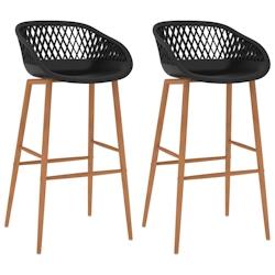 Décoshop26 - Tabourets de bar x2 chaises haute dossier aspect de maille PP noir DEC029401 - noir 3000257355936_0