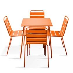 Oviala Business Ensemble table de jardin et 4 chaises en métal orange - Oviala - orange acier 107877_0