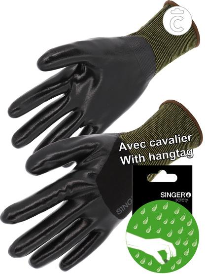 Gant de protection nitrile lisse ¾ enduit - Support polyamide - Jauge 13 - Référence NYM334NIB_0