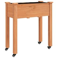 Helloshop26 - Jardinière bac lit surélevé plantes fleurs terrasse jardin sur roues avec doublure brun 71 x 37 x 80 cm bois sapin 02_0038730 - 30002_0