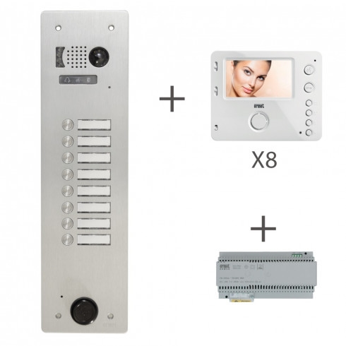 Kit plaque vidéo aluminium 1 rangée Urmet - KV83/108 - moniteur couleur mains-libres et plaque monobloc vidéo_0