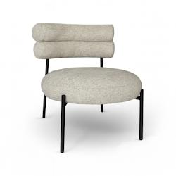Now's Home - Fauteuil Lounge En Tissu Tweed Beige Et Metal Noir 62x75.5x68cm Gina - 3256390252957_0
