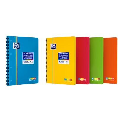 Oxford Lot de 5 Cahier Color System rel. Intégrale A4+, 180p./90 feuilles 90g/m², Séyès, coloris assortis (5) - 3020120205885_0