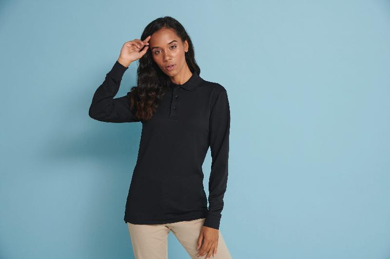 Polo Cool Plus manches longues unisexe - Henbury - 100% polyester micro piqué - Réf : H478_0