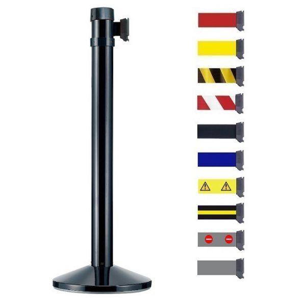 Poteau de signalisation noir à sangle 4 mètres - Logo Danger - Premium - Marque Rolléco_0