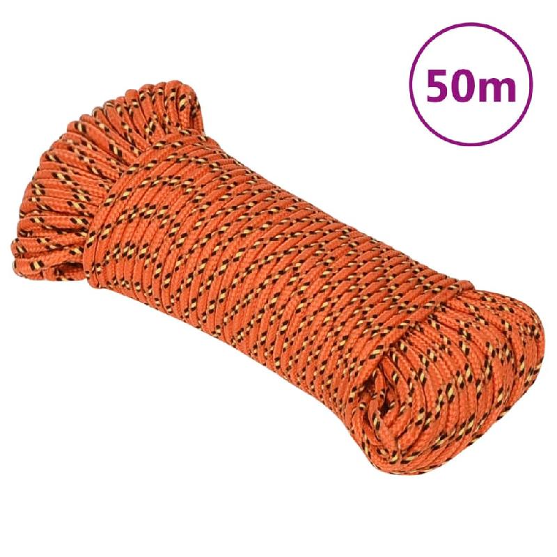 Vidaxl corde de bateau orange 4 mm 50 m polypropylène 152646_0