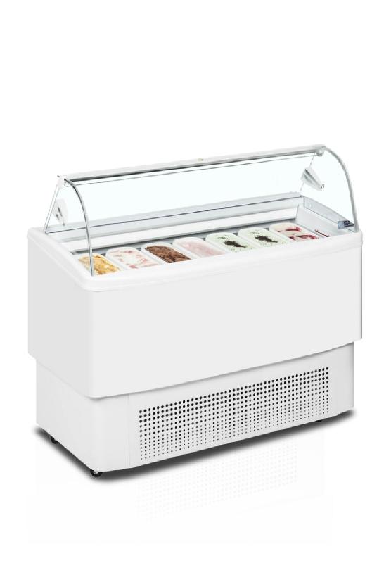 Vitrine congélateur de crème glacée blanc - 1354x630x1247 mm - 7+7 bacs Napoli 5L - ISA Italie - FIJI 7_0