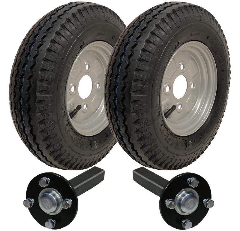 4.80 / 4.00x8 Kit de remorque 6 Roues de pli K371 Hub PCD 4/100 mm et essumes de talon 670 kg_0