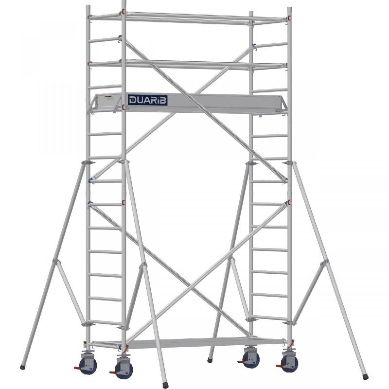 Échafaudage roulant aluminium DOCKER 85 version lisses - Hauteur de travail : 4,90 m - DUARIB - 7120030_0