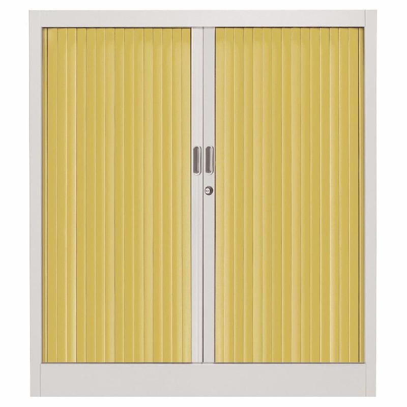 ARMOIRE MÉTAL CLASSTOUT COLOR - A RIDEAUX - L. 120 X H. 100 CM - CORPS ALUMINIUM  - RIDEAUX ORANGE