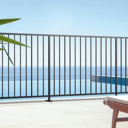 Balcon et rampe droit - Main courante haute et lisse basse en tube 40x27 - Barreaudage carré plein de 12_0