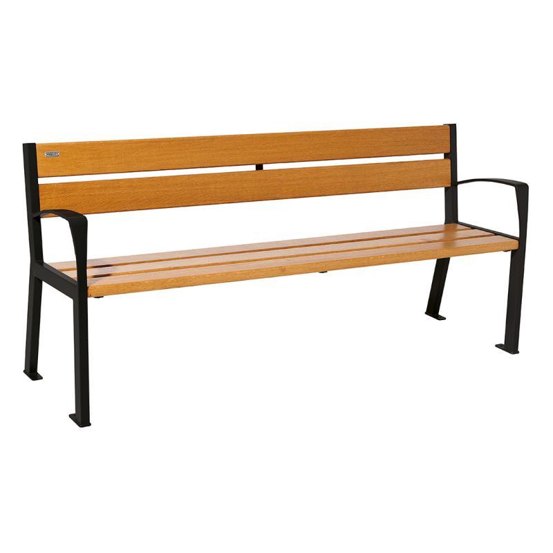 Banc Acier et Bois Silaos 5 ou 6 lames - Structure en tube acier 30 x 50 mm - Assise et dossier en chêne certifié PEFC - Deux longueurs disponibles_0