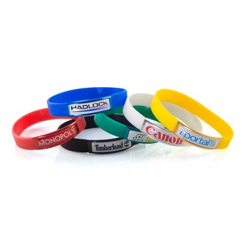 Bracelet silicone avec plaque aluminium - Dimensions 202x12x3 mm - Plaque alu 40x12 mm_0