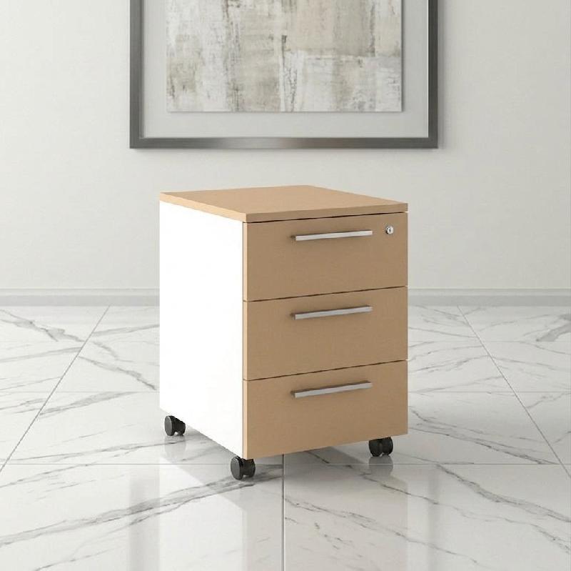 Caisson mobile 3 tiroirs blanc bicolore - Ofitres - Blanc pastel, Camel Zenit - LA066_0