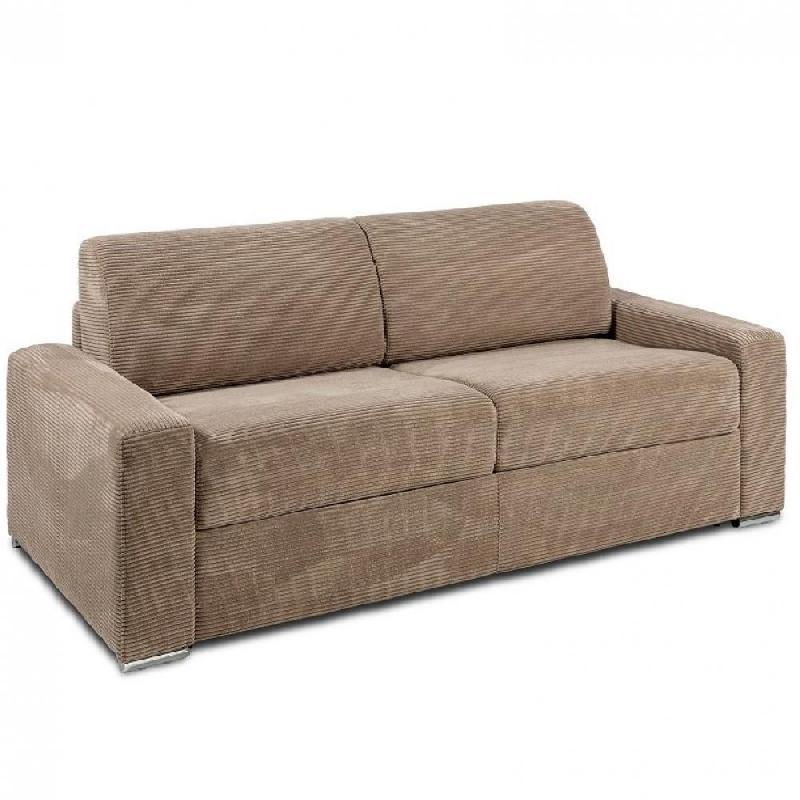 Canapé lit 4 places DREAMER convertible EXPRESS 160cm matelas 16 cm velours côtelé caramel_0