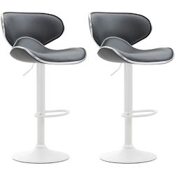 CLP Lot de 2 tabourets de bar Las Vegas V2 similicuir Gris/Blanc - gris polyester 316044_0