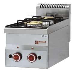 Cuisinière à gaz 2 feux - top G60/2F3T - Pro 600 - compacte et performante_0