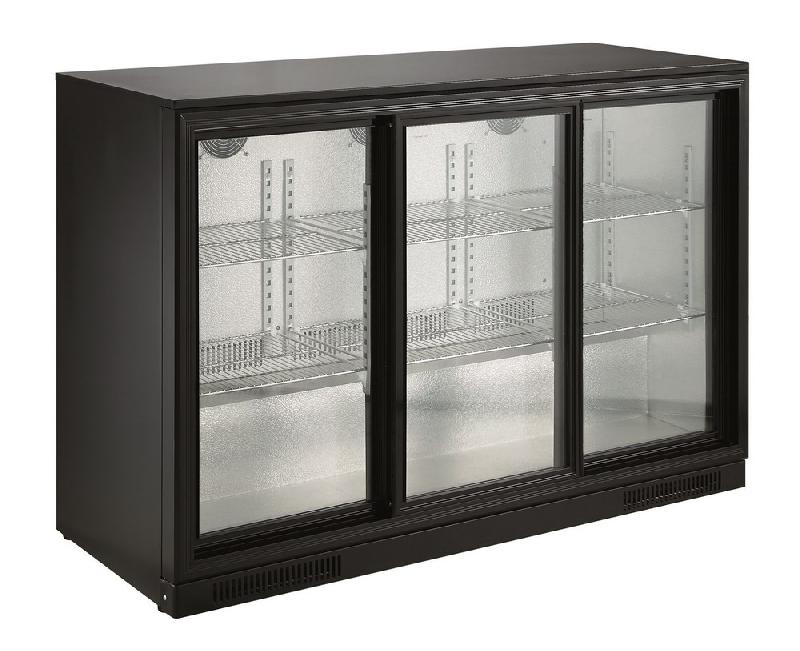 Frigo de bar noir - 3 portes en verre coulissantes - Arrière bar réfrigéré - 7455.1320_0
