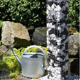 Gabions décoratifs colonne avec robinet d'eau - Dimensions 16x16x90 cm - Capacité 50 kg de pierres_0