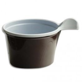 HUHTAMAKI SACHET DE 50 TASSES 14 CL À CAFÉ MARRON/BLANC EN PLASTIQUE PS - HAUTEUR 5,1 CM DIAMÈTRE 8 CM