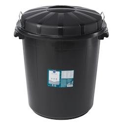 METRO Professional Poubelle avec couvercle, polypropylène, Ø 48.5 x 58.5 cm, 70 L, avec clips de fermeture, noir - noir plastique polypropylène 453950_0