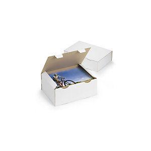 RAJA Boîte d'expédition blanche en carton simple cannelure - L.Int. 25 x l.15 x H.10 cm - Lot de 50_0