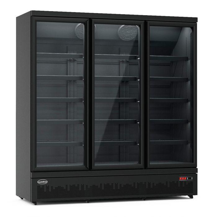 Lot de 2 réfrigérateur noir ventilé de supermarché libre service avec 3 portes vitrées - 1530 litres - 7455.2235.._0