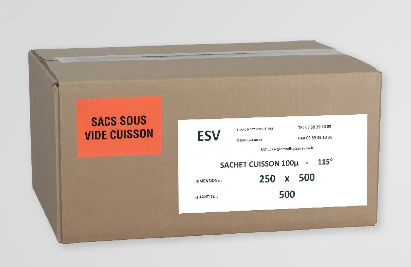 Sachet cuisson sous vide 115° - 250 x 500 mm - Épaisseur 100µ - Carton de 500 sachets_0