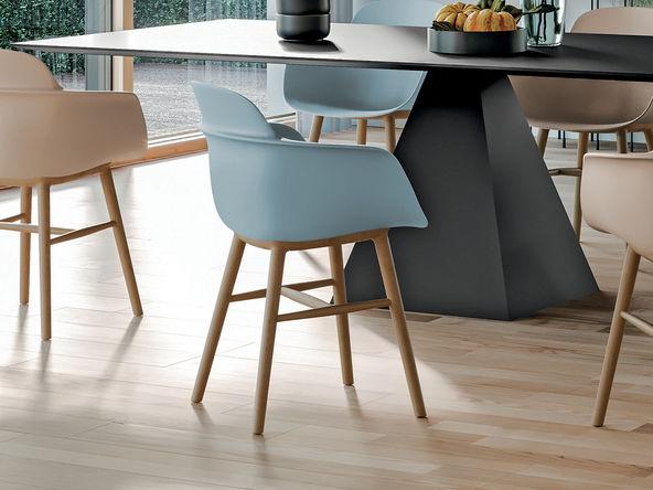 Lot de 2 chaises de réunion Sicla pied bois coque polypropylène_0